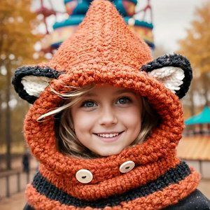 NWOT Adorable Orange Children's Knit • Fox Hat
